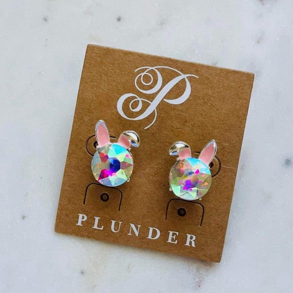 NEW Iridescent Gem Silver Bunny Earrings 🐰 - Picture 8 of 11
